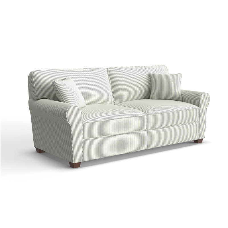 Shannon Upholstered 36'' Sleeper Sofa, Dark Walnut, Cruise Adrift Woven Stripe