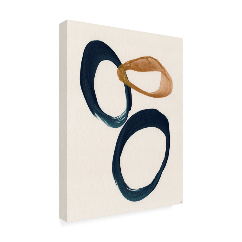 «Abstract Blue 2 Gold 1 Circles 3», reproduction sur toile, H 32 po x l 24 po x P 2 po