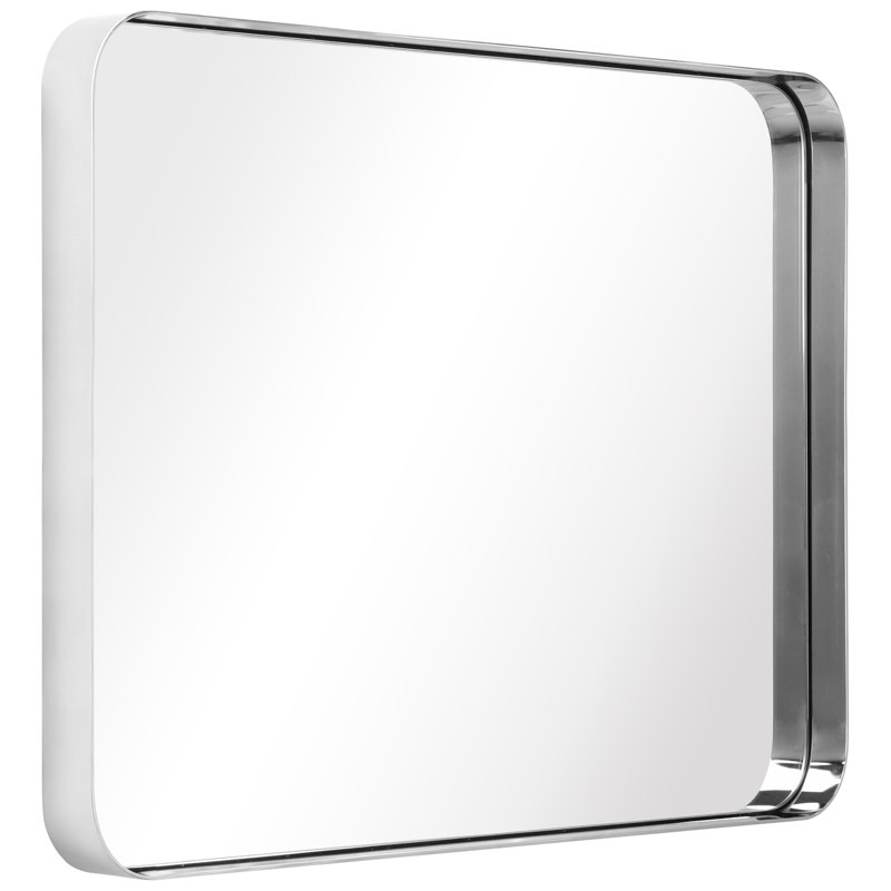 Khloei Stainless Steel Framed Wall Mirror, 30" x 22", Silver
