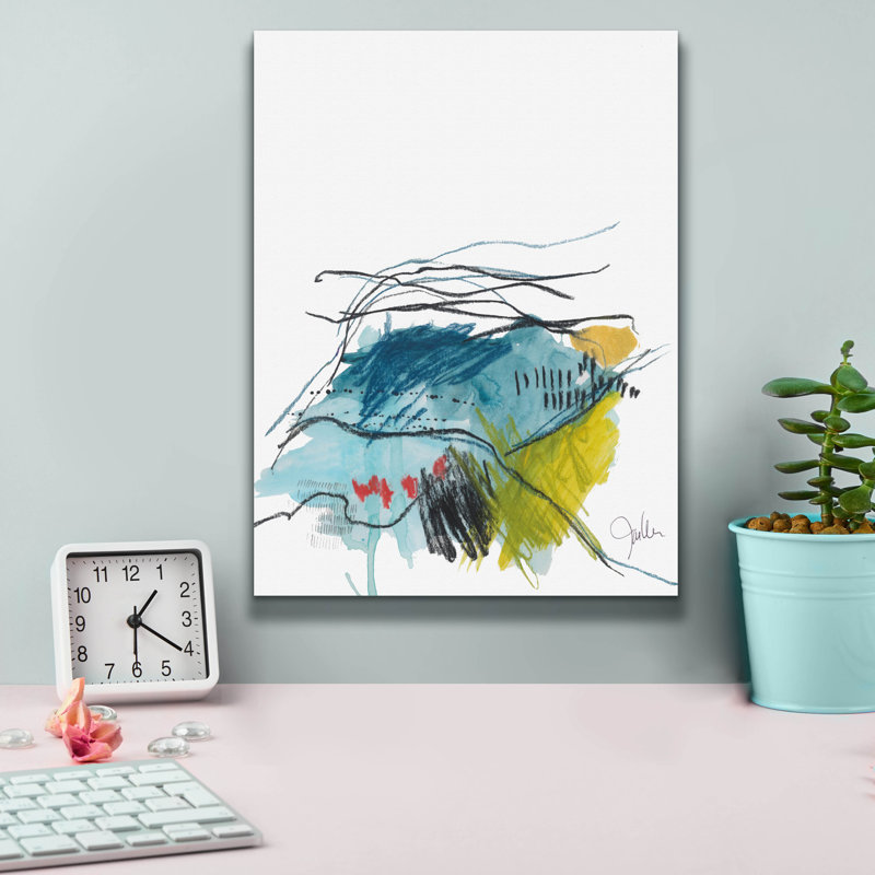 «Abstract Landscape No. 35» par Jan Weiss, art mural sur toile, H 16 po x l 12 po x P 0,75 po