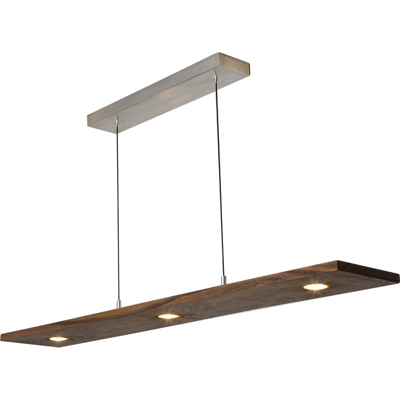 Vix Dimmable LED Pendant, 3500K, 0.75" H x 34" W x 8" D, Oiled Walnut