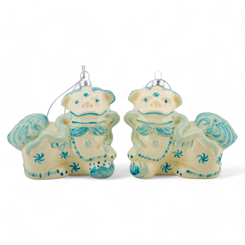 Paire d'ornements en verre Foo Dogs