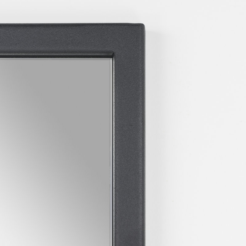 School Metal Flat Wall Mirror, Black