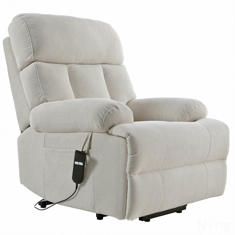 Oversized Fabric Electric Power Lift Recliner For Seniors - Remote Control, Side Pocket, Spacious Seat