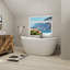 Baignoire autoportante ovale en acrylique de L 59 po x l 28 po avec double conception de bonde avec drain et trop-plein chromés, luxe inspiré du spa pour les salles de bain modernes-82625187