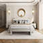 Banc de rangement moderne rembourré avec siège capitonné, charnière à fermeture douce, idéal pour la chambre à coucher, le vestibule ou le salon