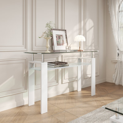 Aral 47.2'' Glass Top Console Table