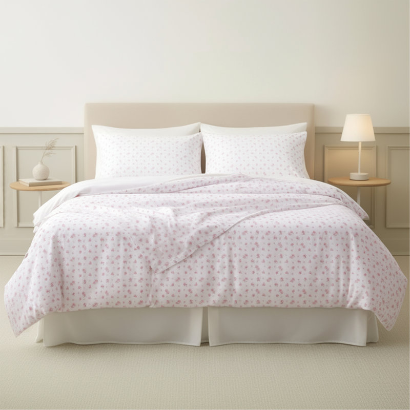 Ensemble de draps en microfibre 4 pièces Modern, Ivory Floral, California King Sheet Set with 2 Pillowcases