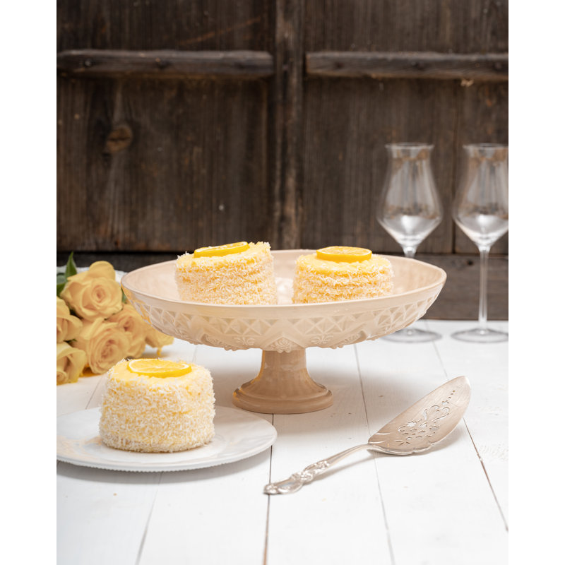 Vintage Inspired Ceramic Ceramic Cake Stand, Beige