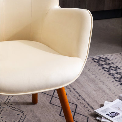 Contemporary Silky Velvet Tufted Button Back Accent Chair, White