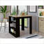 Îlot de cuisine noir moderne Noyer brun, 3 tablettes, 36,2 po x 36,2 po | Bois massif et panneau de fibres à densité moyenne | Multicolore-2125811935
