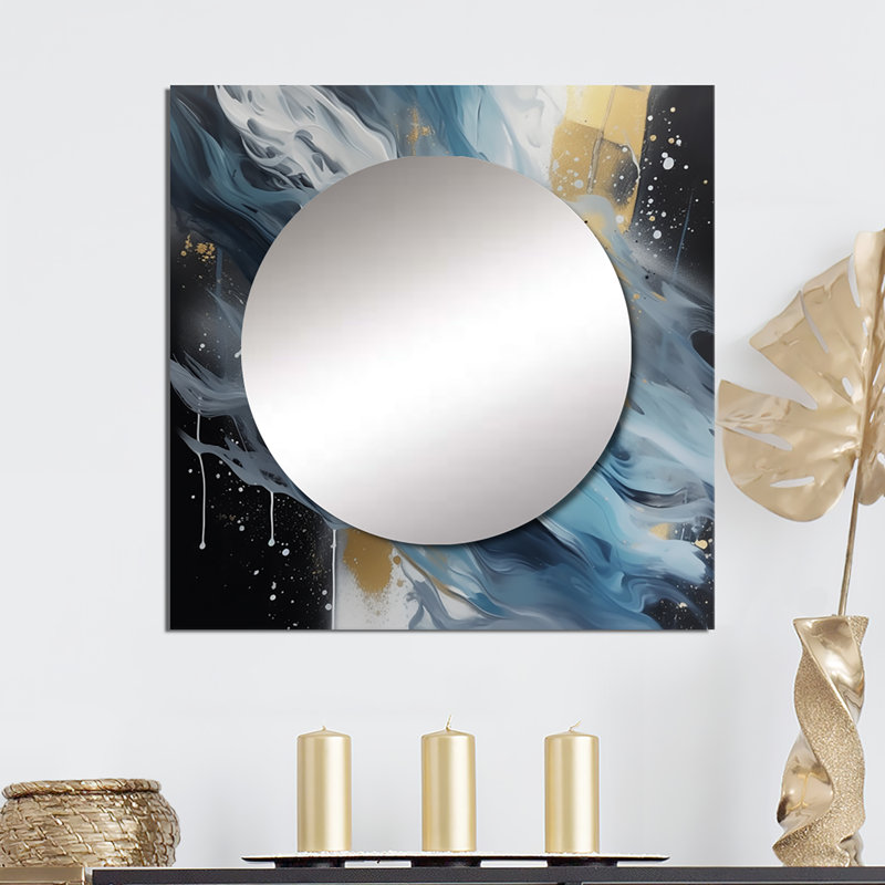 Anvi - Grand miroir carré abstrait pour décoration murale, 23 po x 23 po