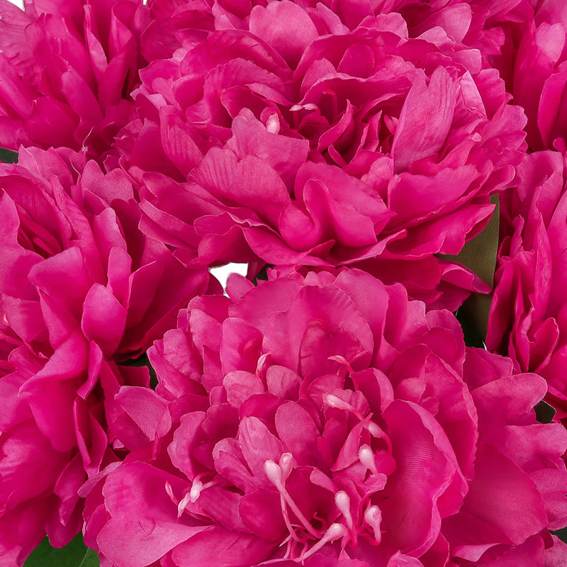 Artificial Hybrid Peony Flower Stem Bush Bouquet, Magenta