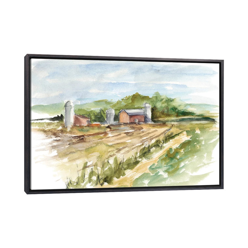 "Rural plein air VI" par Ethan Harper, reproduction d’art, Encadrement noir décoloré, H 18 po x l 26 po x P 1,5 po
