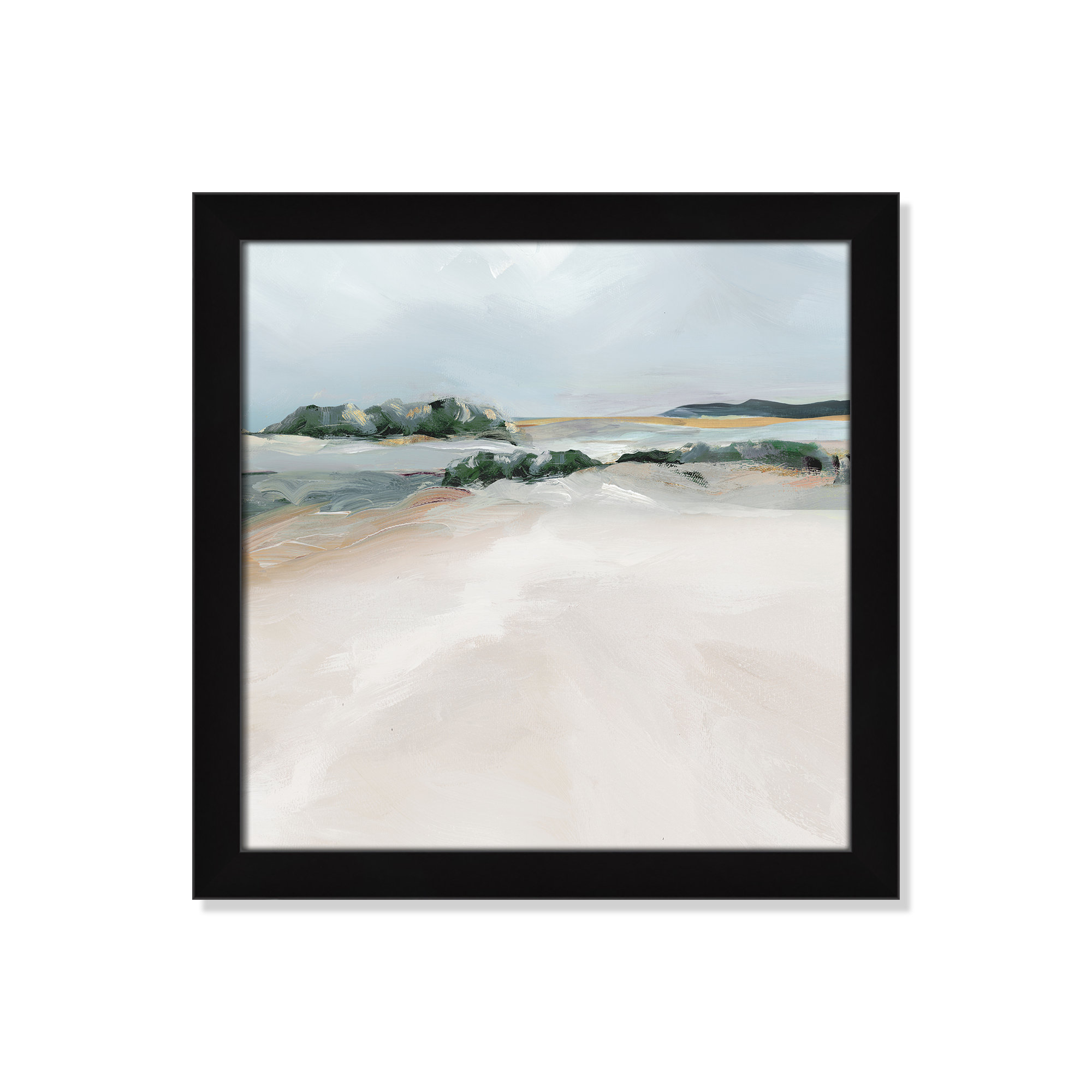 Shimmering Path - Picture Frame Painting on Paper, Black Framed, 18" H x 18" W x 1.12" D