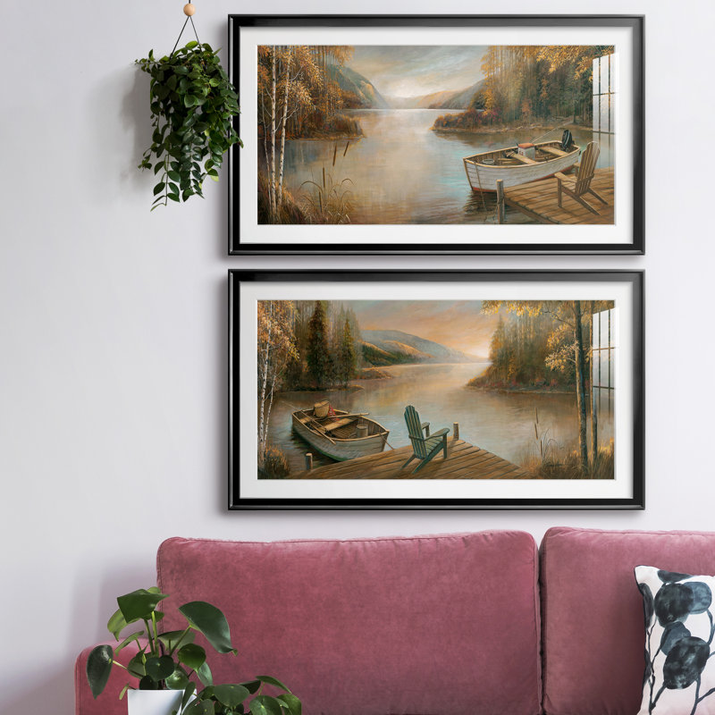 Peaceful Serenity - ensemble de 2 impressions encadrées, Noir, H 14,5 po x l 53 po x P 1,5 po