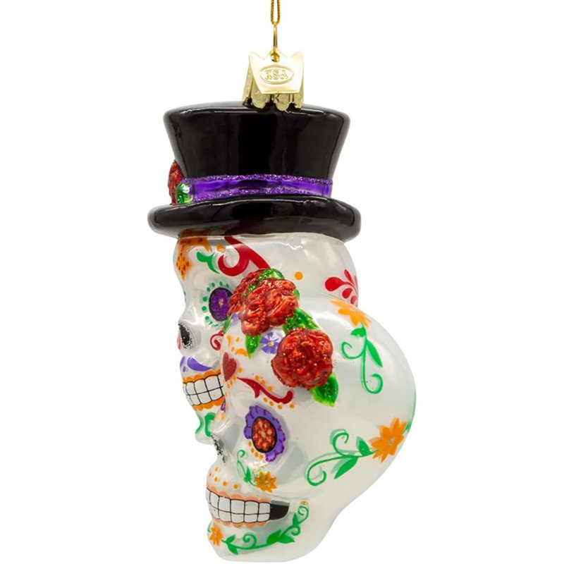 Kurt Adler Noble Gems Glass Christmas Ornament, Day of The Dead Couple