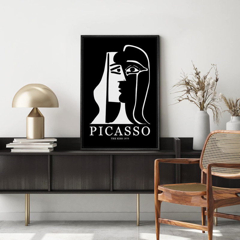 Oeuvre classique "Formes de portrait géométrique noir et blanc Picasso" sur, Noir, H 24 po x l 16 po