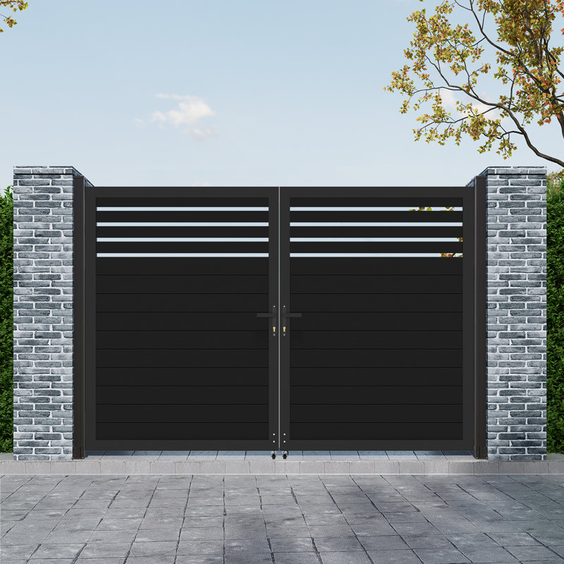 Semi-Privacy Aluminum Privacy Gate, Double Garden Gate (Not Including Posts), Semi-Privacy, 6 ft. H × 10 ft. W