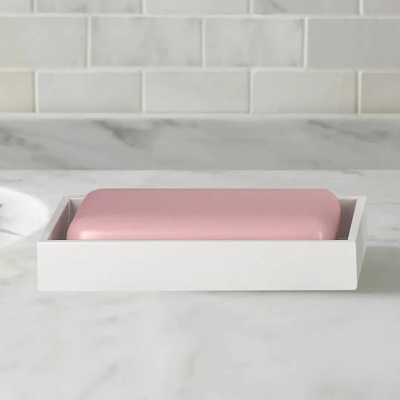 Oneita Soap Dish for Bathroom Counter,Shower & Kitchen | White Resin