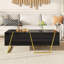 Table basse rectangulaire moderne à 4 tiroirs et base dorée pour rangement élégant dans le salon, noire, 47,2 pouces