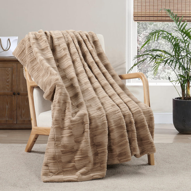 Jeté tricoté, Taupe clair, 50 po x 60 po