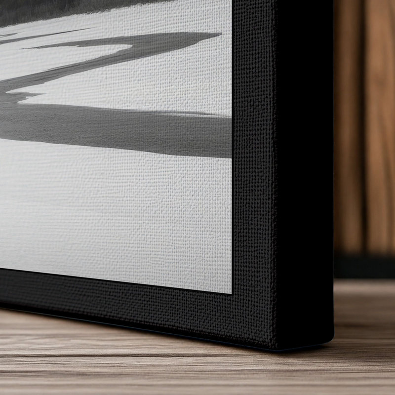 Bear in Isolation Scandinavian - Wrapped Canvas, 30x20 - 76.2 x 50.8 cm, Black Border