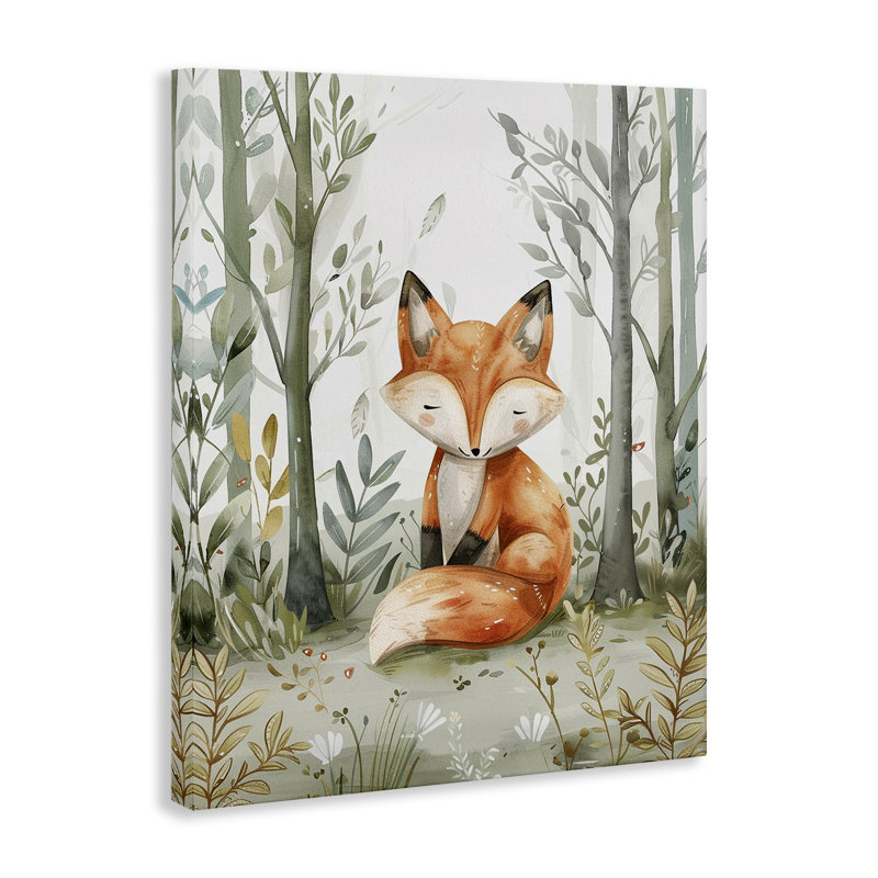  Art mural doux sur toile renard des bois par LSR Design Studio, H 48 po x l 36 po