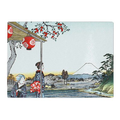 Tempered Glass the Teahouse by Utagawa Hiroshige Chopping Board