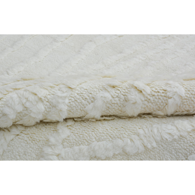 Tapis abstrait en laine noué à la main ivoire, Rectangle 9 pi x 12 pi