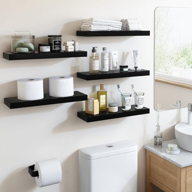 Tablettes flottantes 15,8 po pour mur, tablettes murales avec support invisible pour salle de bain, salon, chambre à coucher, cuisine, bureau (paquet de 5)