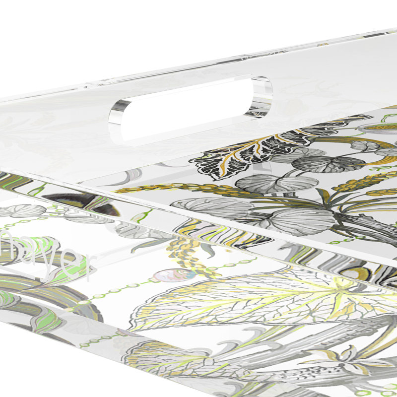 Amazonia Acrylic Square Decorative Tray, Mustard, 15"W x 15"D x 2"H
