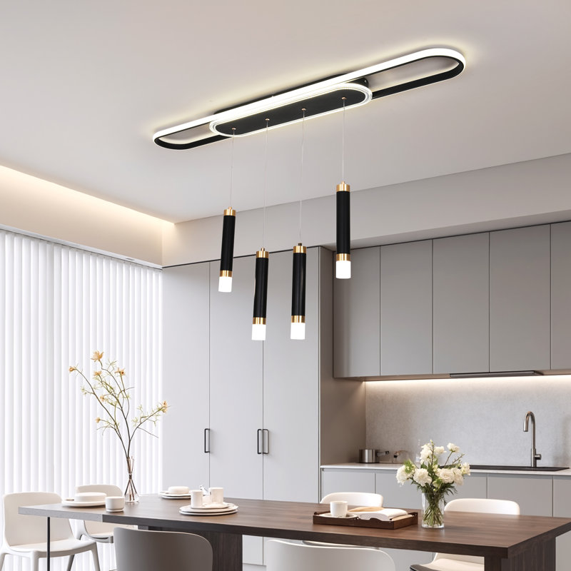4 - Light Black LED Dimmable Kitchen Island Pendant
