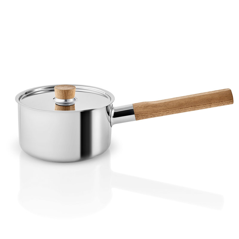 Nordic Non-Stick Stainless Steel Saucepan, Oak, 1.5 L