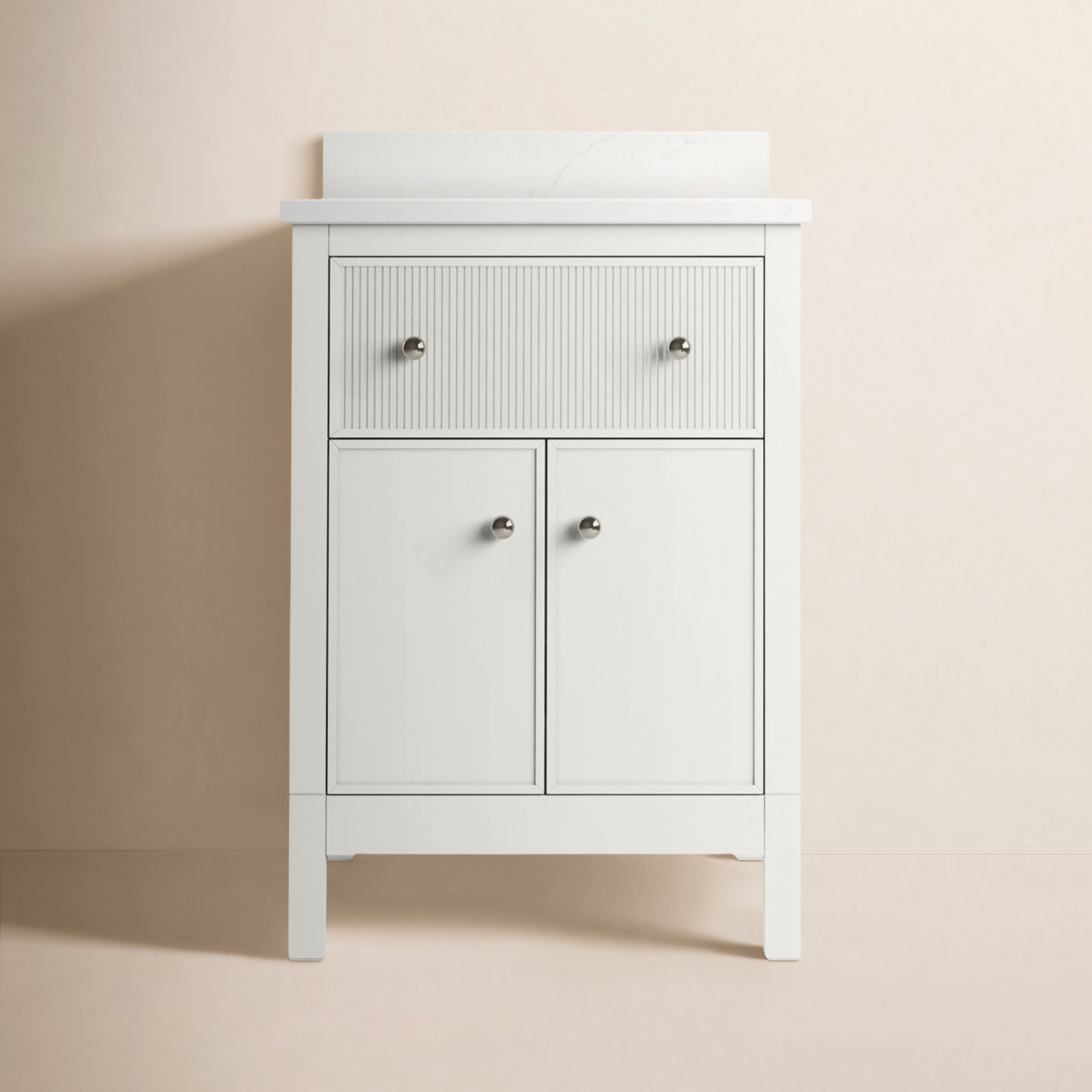 Kohler Malin Single Bathroom Vanity, White, Polished Nickel, 24"