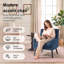 Chaise d'appoint 26,77 po Mid-Century moderne avec revêtement en lin, dossier capitonné et pieds en bois massif noir (ensemble de 2)-1864527601
