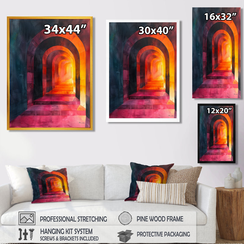 «Yellow Green Tunnel Vision», reproduction d'art mural, Cadre simple noir, bois massif, H 24 po x l 32 po