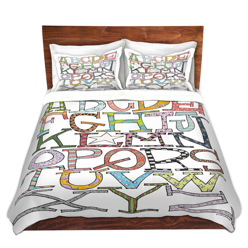Ensemble de housse de couette starbrite alphabet, 1 housse simple + 1 taie standard
