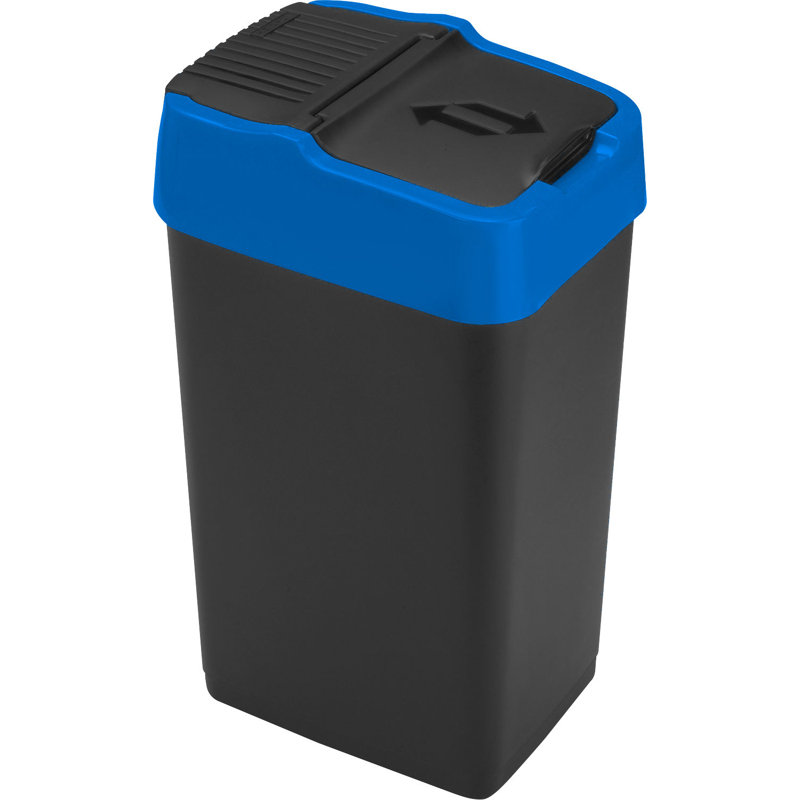 Plastic Swing Top Kitchen Trash Can, Blue, 21, 43cm H x 23cm W x 29cm D