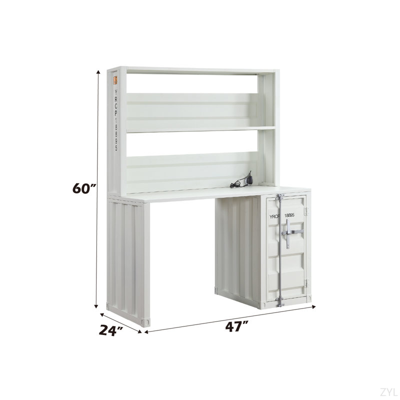 Bureau d'écriture blanc avec huche, Blanc