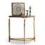 Console en bois massif, composite et fer, brun, blanc et doré-2135719641