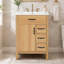 Meuble-lavabo 24 po avec lavabo en céramique, armoire traditionnelle moderne, panneau de fibres à densité moyenne avec pieds en bois massif, 1 porte, 1 tiroir rabattable et 3 tiroirs, poignées noires