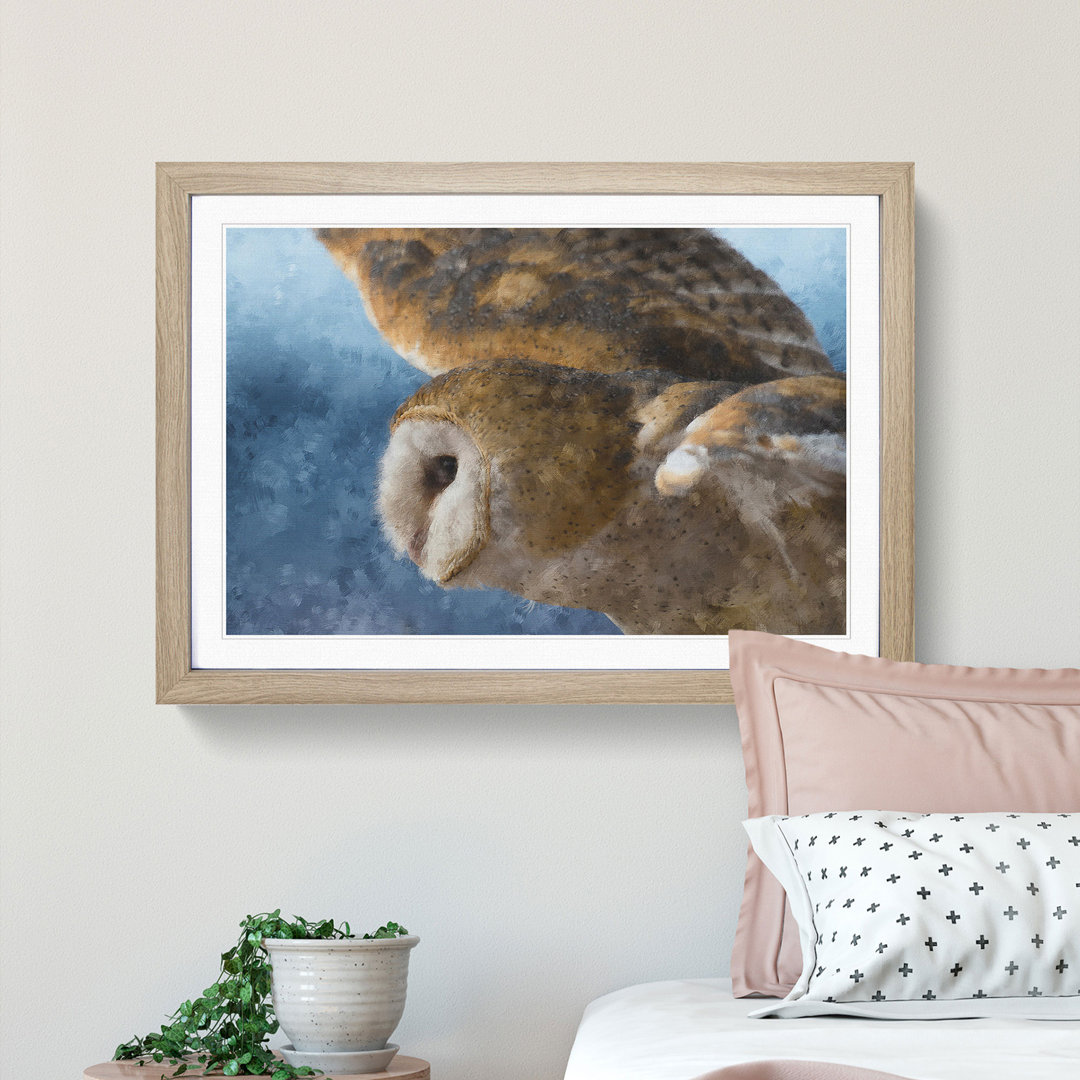 Barn Owl In The Snow - Picture Frame Painting