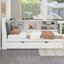 Lit plateforme en bois avec lit gigogne, tablettes et tête de lit avec rangement-2145355047-2145355046