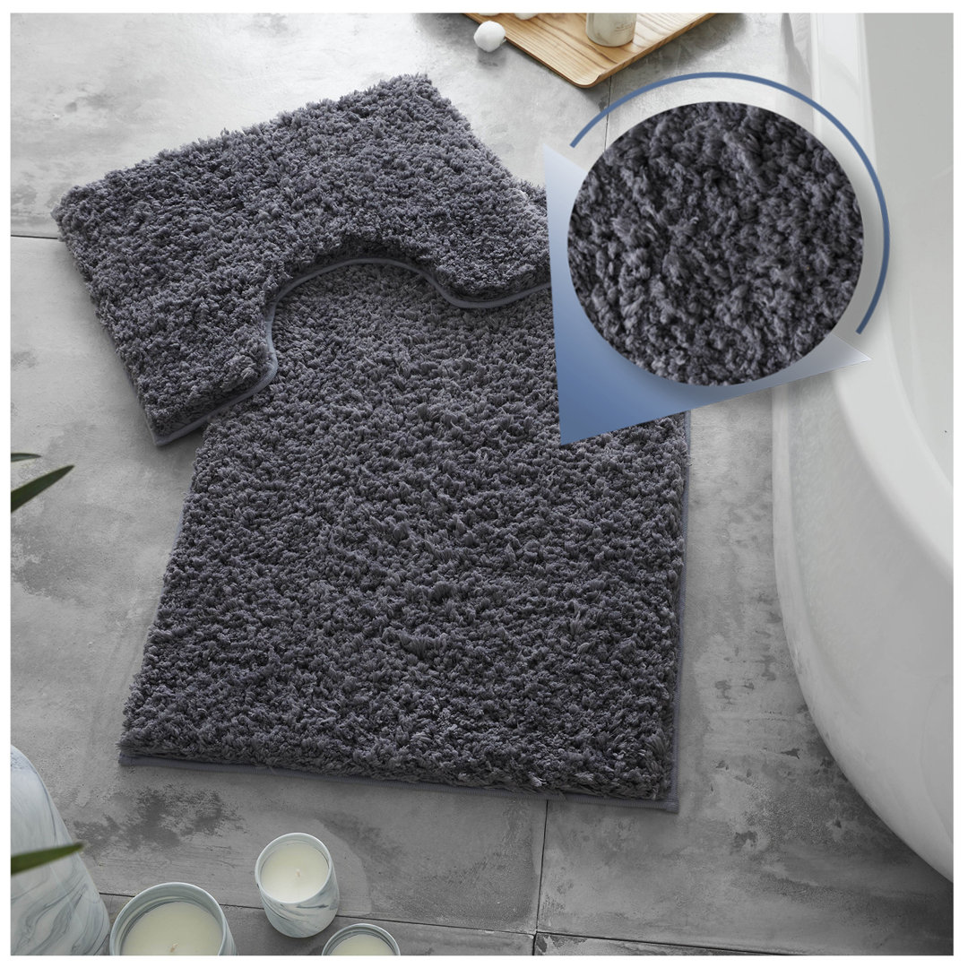 Luxury Zero Twist Bath Mat Set 2 Piece Plush Microfiber Bathroom Rug & Pedestal Mat Non Slip Absorbent Washable