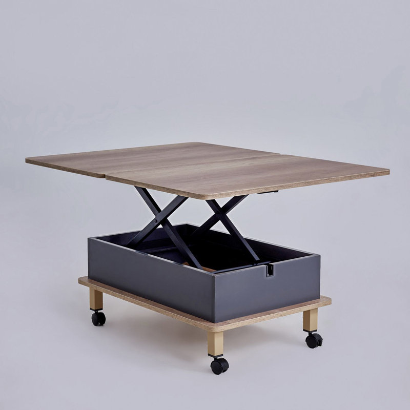 Table basse à roulettes avec rangement Lift-Top, Anthracite d'Alaska