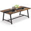 70,87 po, table de conférence rectangulaire moderne pour 6 à 8 personnes, bureau de direction avec structure en métal durable, grande surface de travail pour la collaboration entre la salle de conférence et l'équipe - brun rustique et noir-125902903