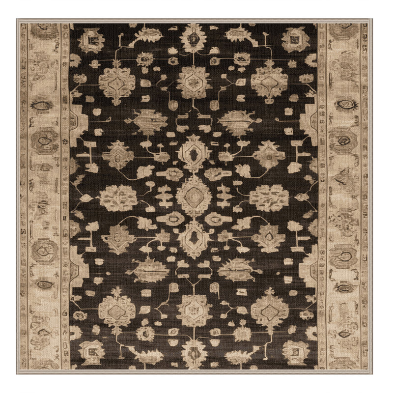 Tapis brun lavable à la machine, Carré 3 pi
