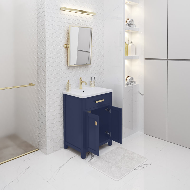 Ensemble de meuble-lavabo simple 24 po Gaget, Doré, Bleu monarque