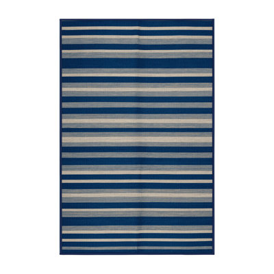  Tapis lavable rayé gris clair cobalt